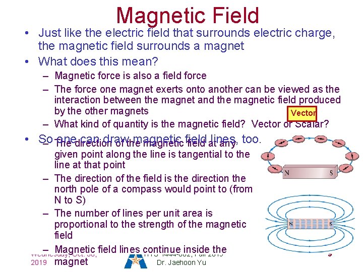 Magnetic Field • Just like the electric field that surrounds electric charge, the magnetic