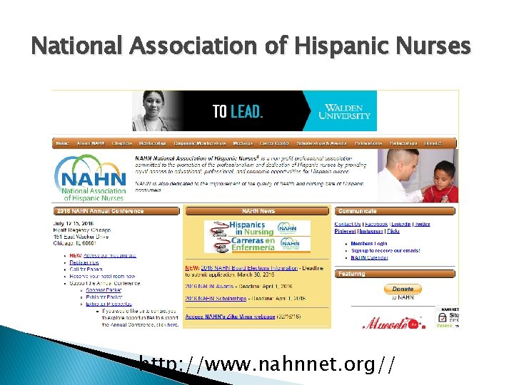 National Association of Hispanic Nurses http: //www. nahnnet. org// 