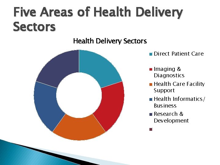 Five Areas of Health Delivery Sectors Direct Patient Care Imaging & Diagnostics Health Care