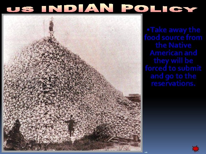  • Take away the food source from the Native American and they will