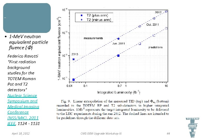 TOTEM T 2 & IP 5 Environment • 1 -Me. V neutron equivalent particle