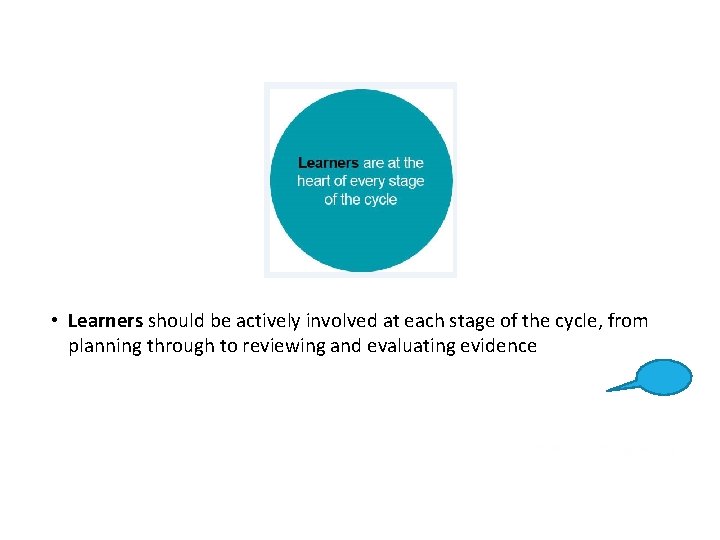  • Learners should be actively involved at each stage of the cycle, from