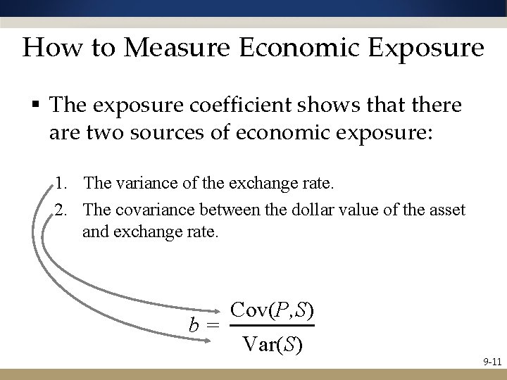 How to Measure Economic Exposure § The exposure coefficient shows that there are two