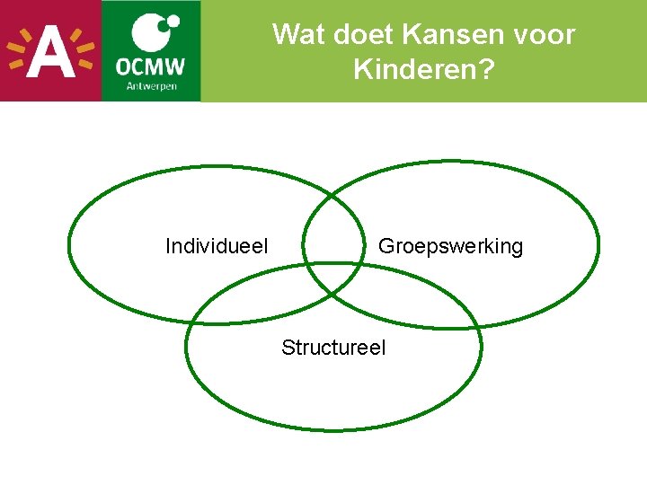 Wat doet Kansen voor Kinderen? Individueel Groepswerking Structureel 