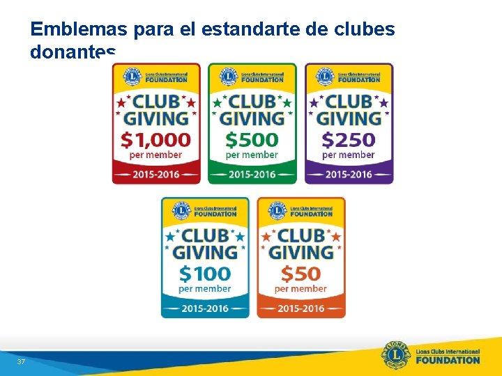 Emblemas para el estandarte de clubes donantes 37 