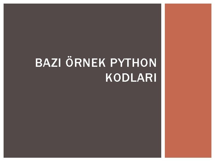 BAZI ÖRNEK PYTHON KODLARI 