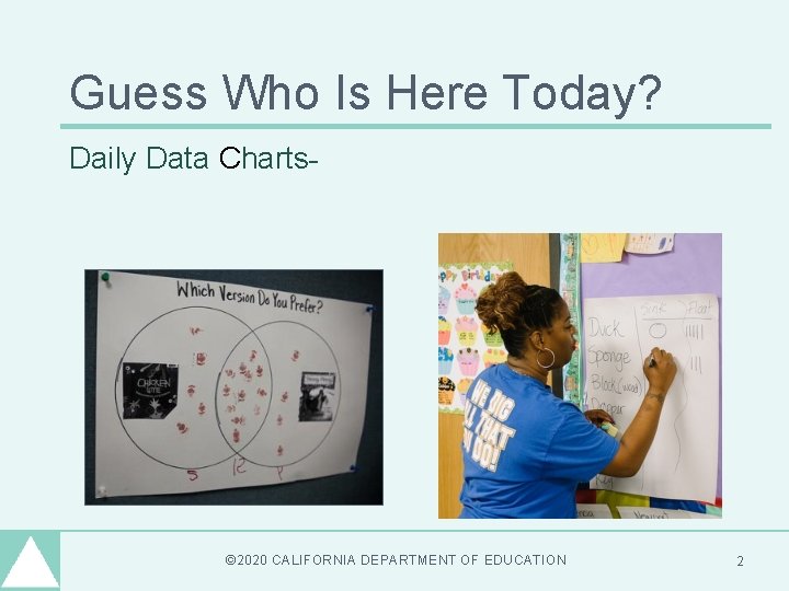 Guess Who Is Here Today? Daily Data Charts © 2020 CALIFORNIA DEPARTMENT OF EDUCATION Guess Who Is Here Today? Daily Data Charts © 2020 CALIFORNIA DEPARTMENT OF EDUCATION