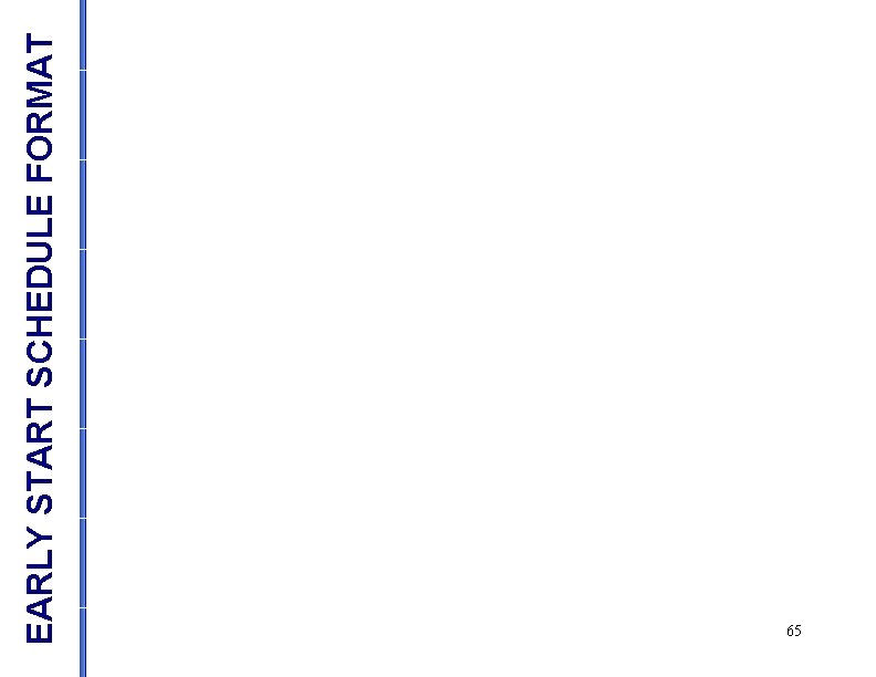 EARLY START SCHEDULE FORMAT 65 