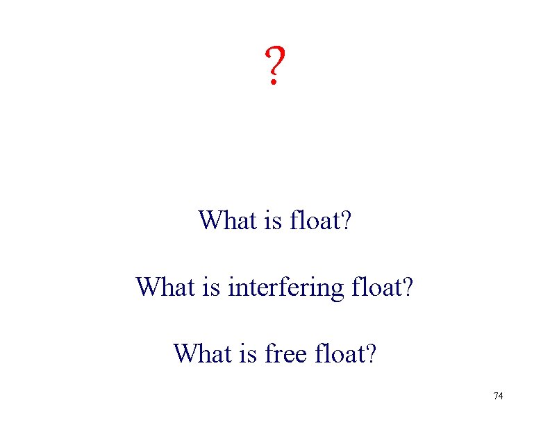 ? What is float? What is interfering float? What is free float? 74 