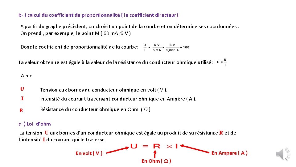 b- ) calcul du coefficient de proportionnalité ( le coefficient directeur) A partir du