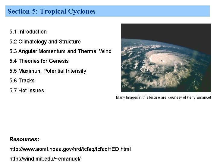 Section 5 Tropical Cyclones 5 1 Introduction 5