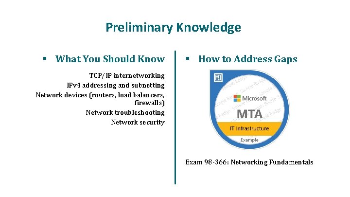 Preliminary Knowledge § What You Should Know § How to Address Gaps TCP/IP internetworking