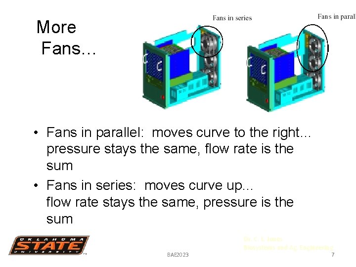 More Fans… • Fans in parallel: moves curve to the right… pressure stays the