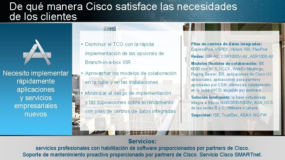 De qué manera Cisco satisface las necesidades de los clientes • Disminuir el TCO