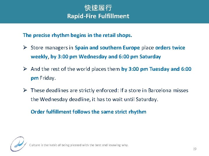 快速履行 Stick to a Rhythm Rapid-Fire Fulfillment The precise rhythm begins in the retail