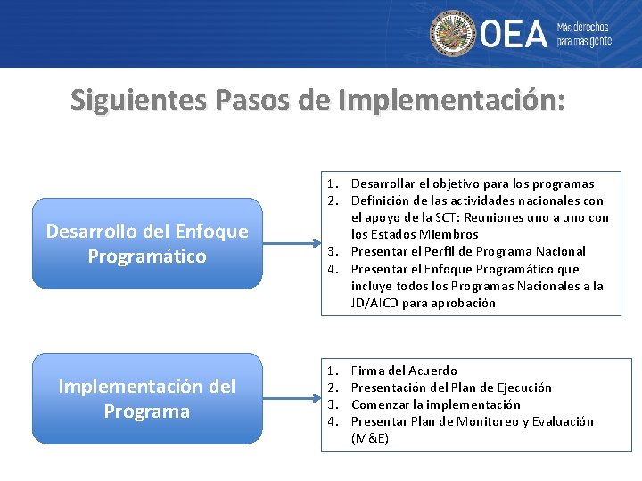 Siguientes Pasos de Implementación: Desarrollo del Enfoque Programático Implementación del Programa 1. Desarrollar el