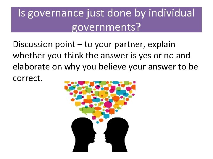 Governance Discussion What role do governments have in reducing disaster
