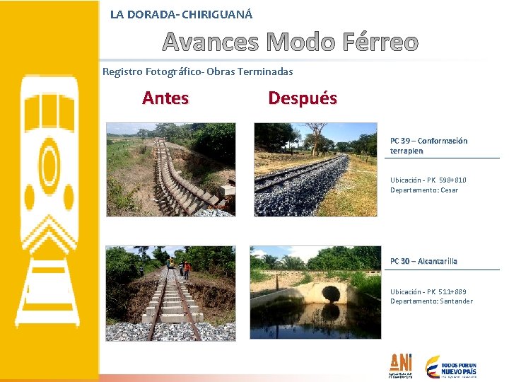 LA DORADA- CHIRIGUANÁ Registro Fotográfico- Obras Terminadas Antes Después PC 39 – Conformación terraplen