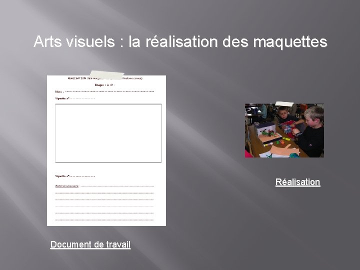 Arts visuels : la réalisation des maquettes Réalisation Document de travail 