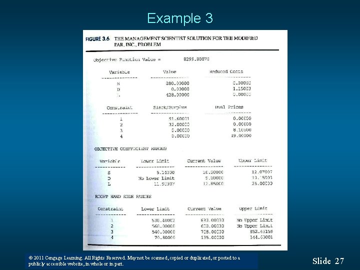 Example 3 © 2011 Cengage Learning. All Rights Reserved. May not be scanned, copied Example 3 © 2011 Cengage Learning. All Rights Reserved. May not be scanned, copied