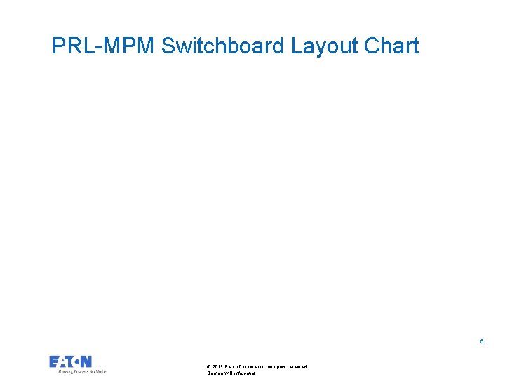 PRL-MPM Switchboard Layout Chart 6 6 © 2013 Eaton Corporation. All rights reserved Company PRL-MPM Switchboard Layout Chart 6 6 © 2013 Eaton Corporation. All rights reserved Company