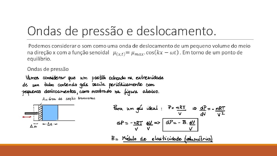 Ondas de pressão e deslocamento. 