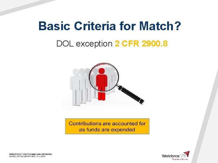 Basic Criteria for Match? DOL exception 2 CFR 2900. 8 