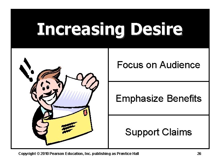 Increasing Desire Focus on Audience Emphasize Benefits Support Claims Copyright © 2010 Pearson Education,