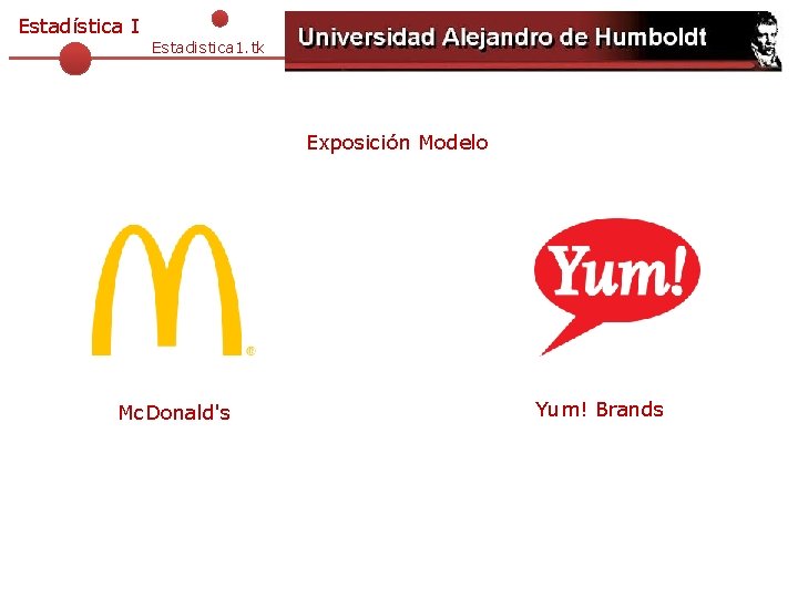 Estadística I Estadistica 1. tk Exposición Modelo Mc. Donald's Yum! Brands 