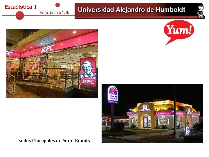 Estadística I Estadistica 1. tk Sedes Principales de Yum! Brands 