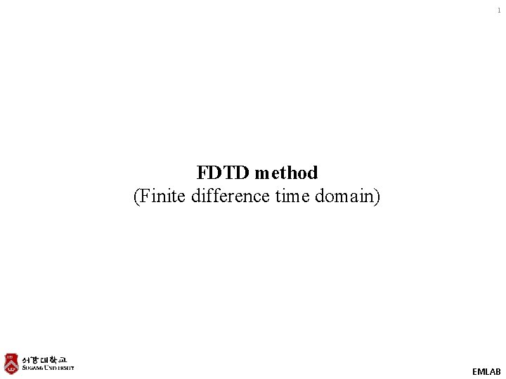 1 FDTD method (Finite difference time domain) EMLAB 