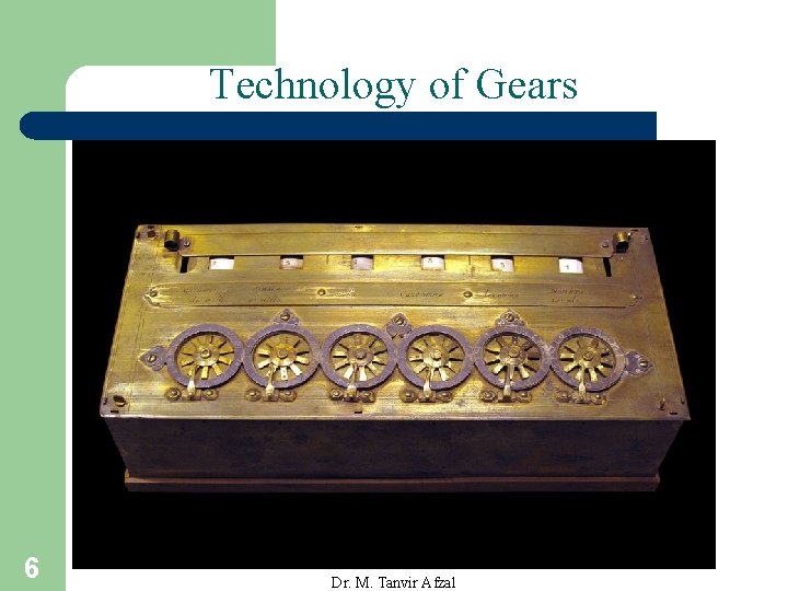 Technology of Gears 6 Dr. M. Tanvir Afzal 