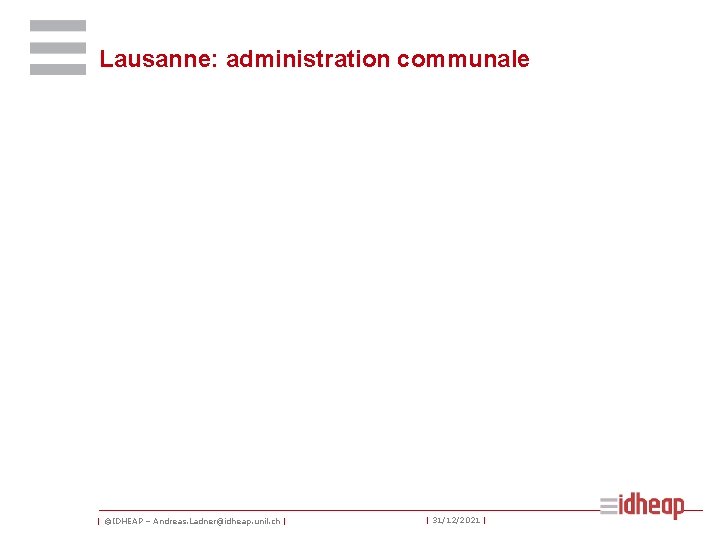 Lausanne: administration communale | ©IDHEAP – Andreas. Ladner@idheap. unil. ch | | 31/12/2021 |