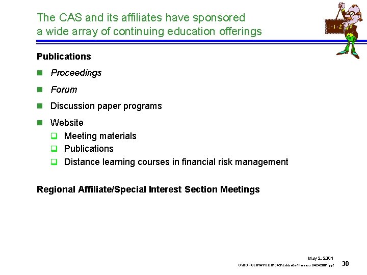 The CAS and its affiliates have sponsored a wide array of continuing education offerings