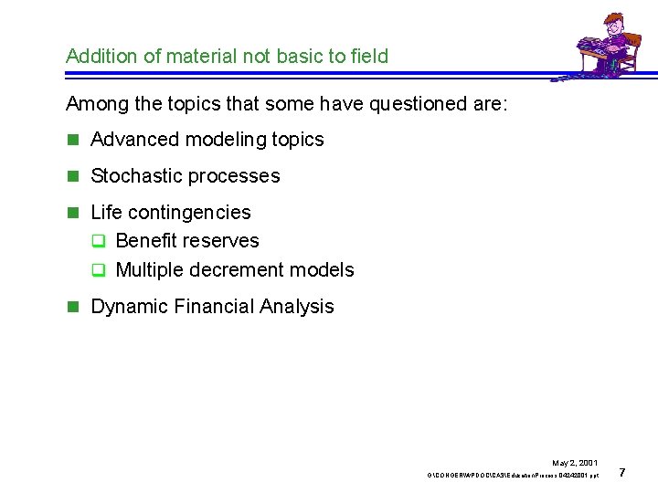 Addition of material not basic to field Among the topics that some have questioned