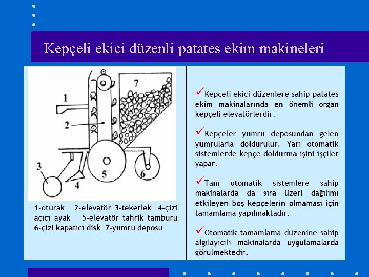 Kepçeli ekici düzenli patates ekim makineleri 