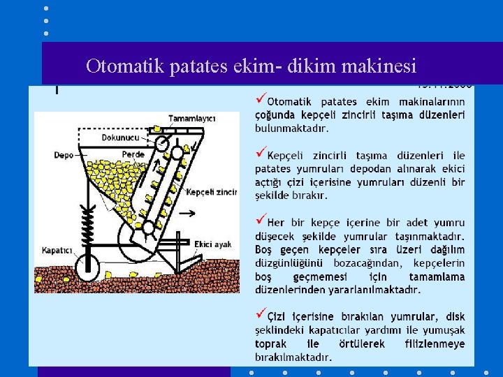 Otomatik patates ekim- dikim makinesi 