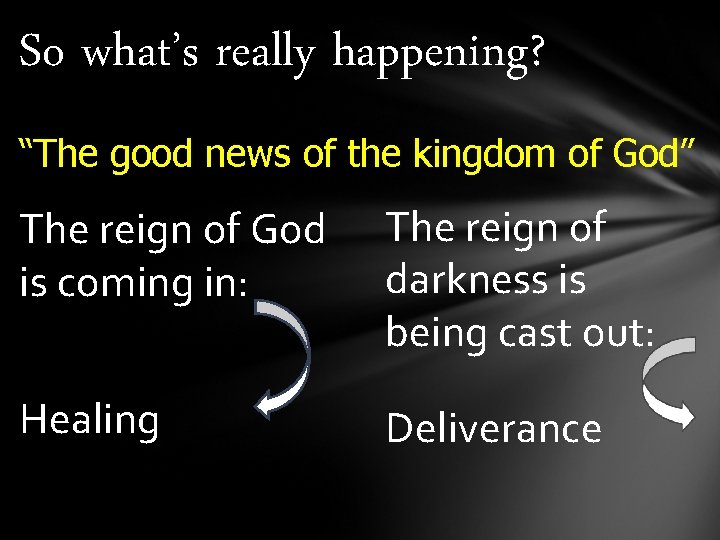 So what’s really happening? “The good news of the kingdom of God” The reign So what’s really happening? “The good news of the kingdom of God” The reign