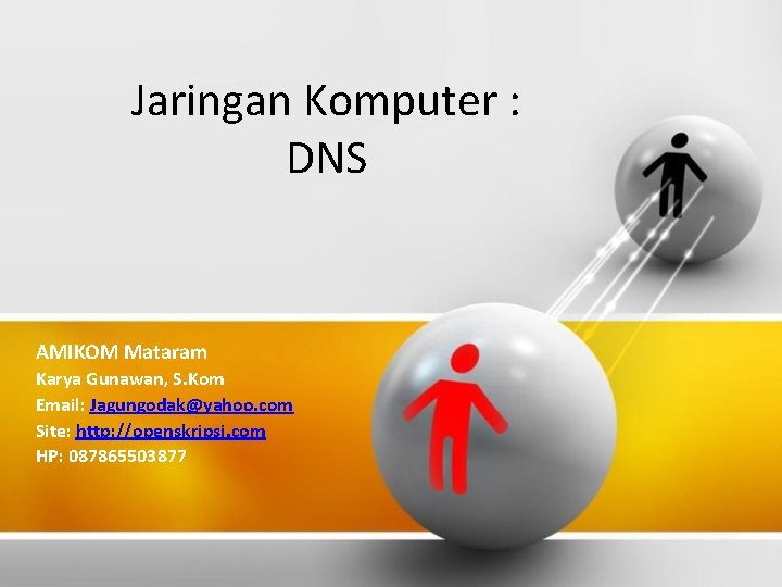 Jaringan Komputer : DNS AMIKOM Mataram Karya Gunawan, S. Kom Email: Jagungodak@yahoo. com Site: