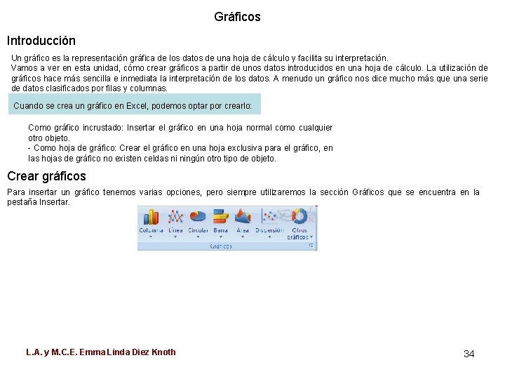 Gráficos Introducción Un gráfico es la representación gráfica de los datos de una hoja