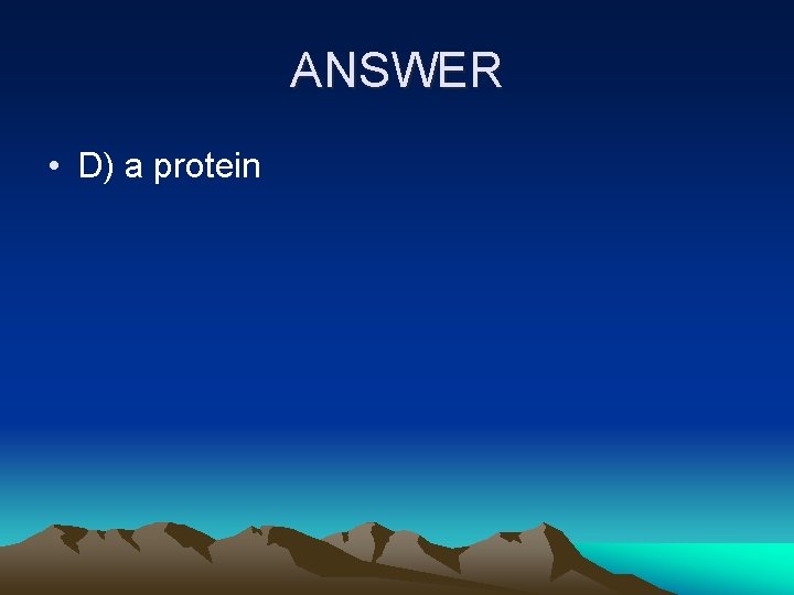 ANSWER • D) a protein 