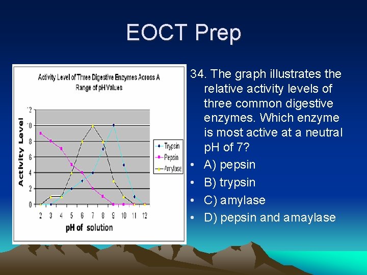 EOCT Prep 34. The graph illustrates the relative activity levels of three common digestive