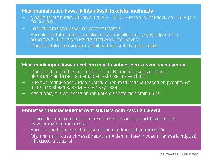 Maailmantalouden kasvu kiihtymässä riskeistä huolimatta ‒ Maailman bkt: n kasvu kiihtyy 3, 4 %