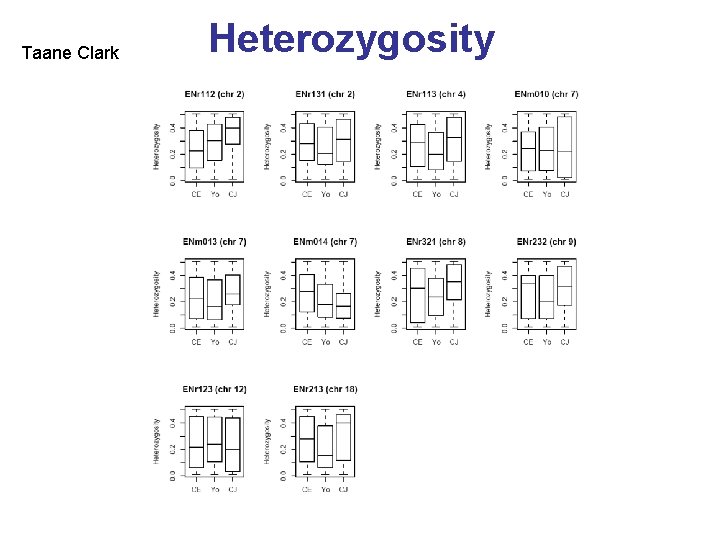 Taane Clark Heterozygosity Taane Clark Heterozygosity