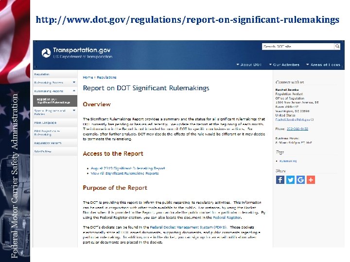 http: //www. dot. gov/regulations/report-on-significant-rulemakings 