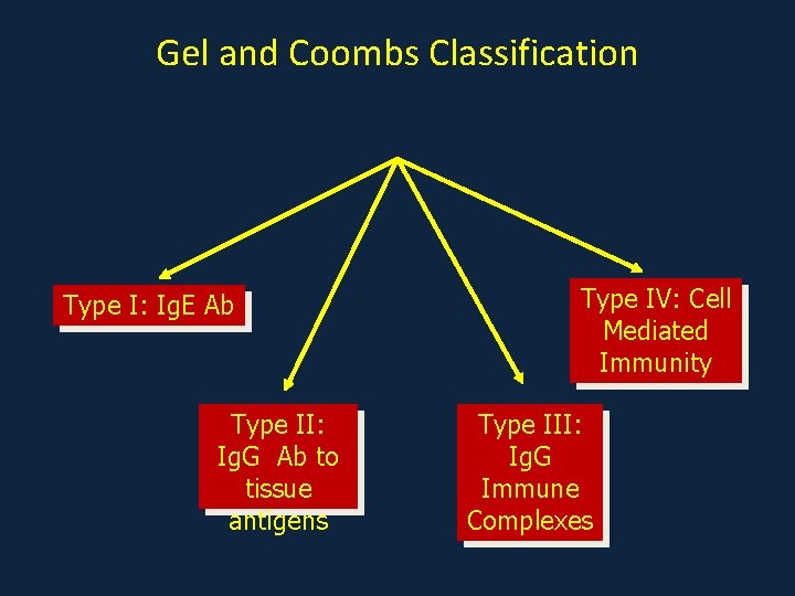 Gel and Coombs Classification Type I: Ig. E Ab Type II: Ig. G Ab