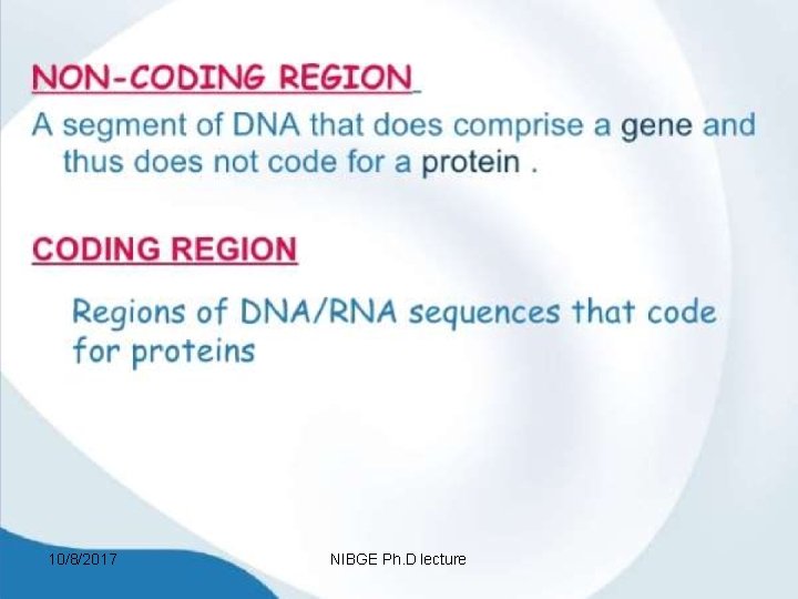 10/8/2017 NIBGE Ph. D lecture 