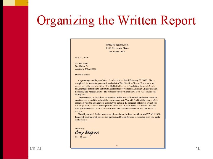 Organizing the Written Report Ch 20 10 