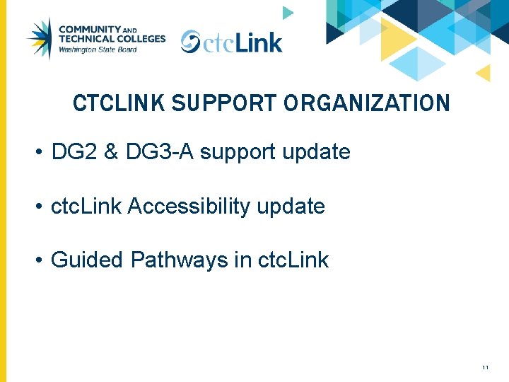 CTCLINK SUPPORT ORGANIZATION • DG 2 & DG 3 -A support update • ctc.