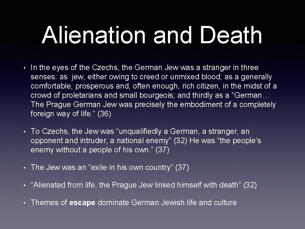 Alienation and Death • In the eyes of the Czechs, the German Jew was